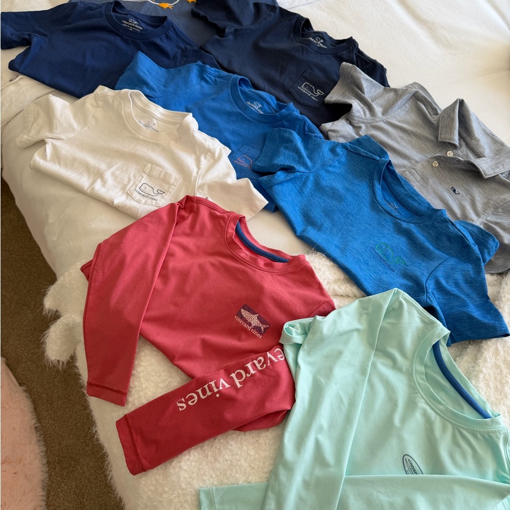 Vineyard Vines Boys' Long Sleeve Tees in Navy, Blue, White, Red, Mint, Gray